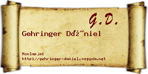 Gehringer Dániel névjegykártya